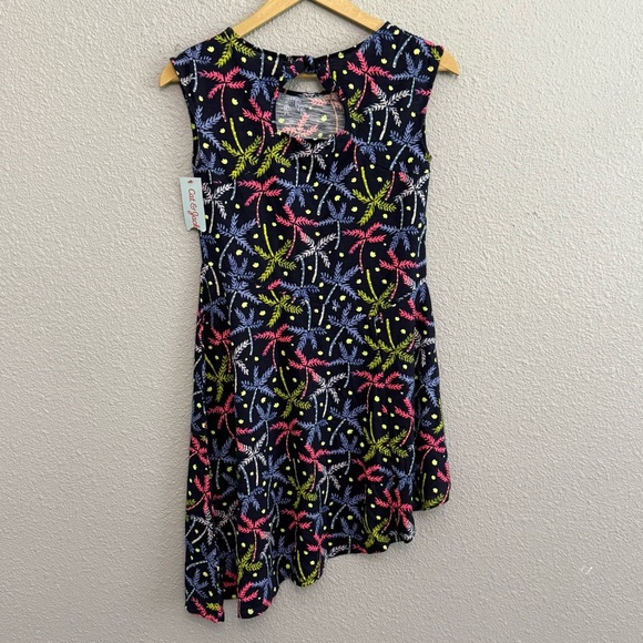 Cat & Jack Printed‎ Palm Tree Dress Size 10/12 NWT Assymetrical Hemline - Picture 3 of 5